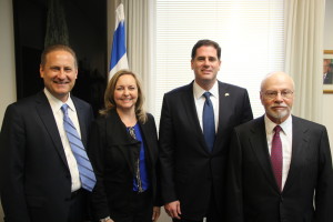 Steve Green, Jackie Green, Israeli Ambassador to the U.S. Ron Dermer, and Paul Singer at the launching of the new Covenant Journey program